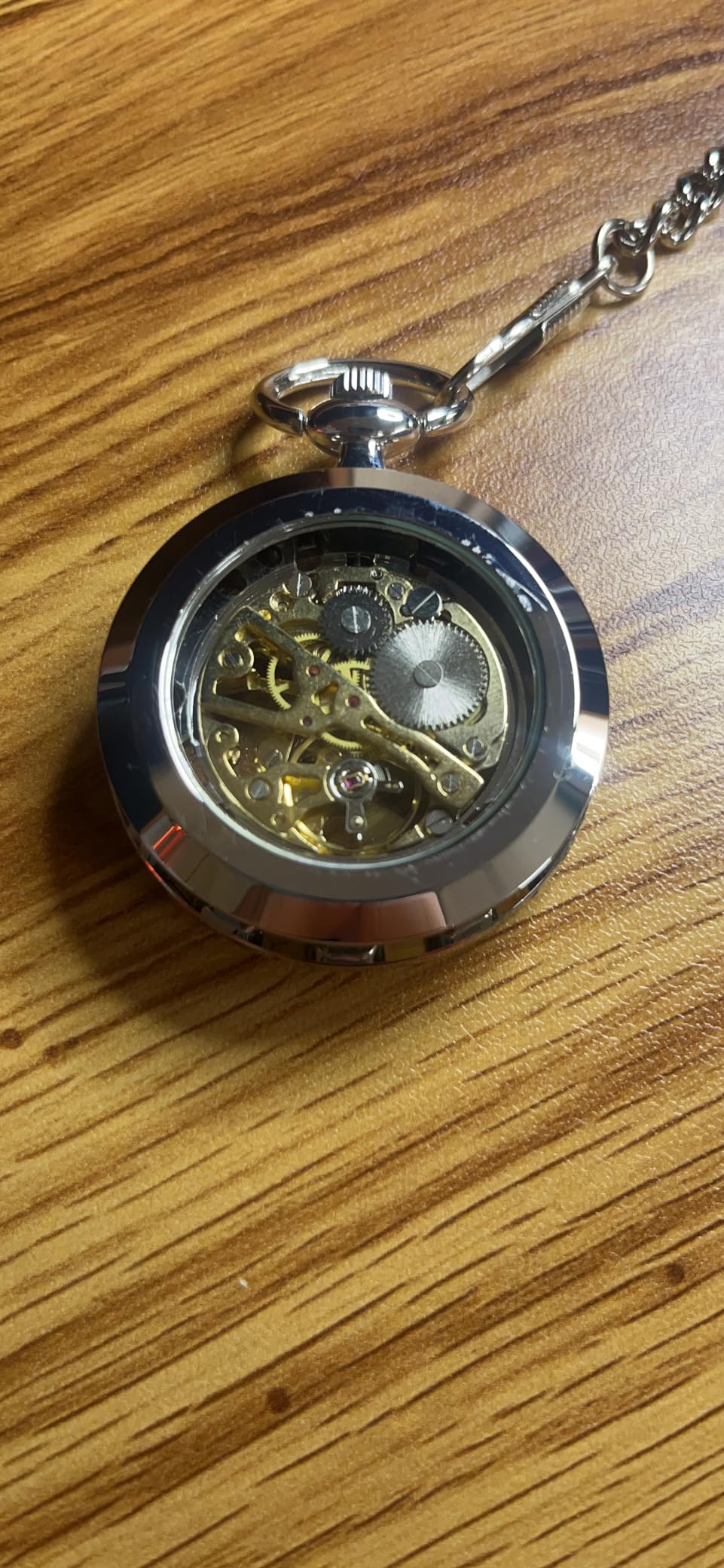 Vintage Pocket Watch with Chain Mechanical Pocket Watches for Men | Classic steampunk skeleton pocket watches, Open face hand wind up analog pocketwatch with Roman No. dial, Gifts for women men customer photo 2