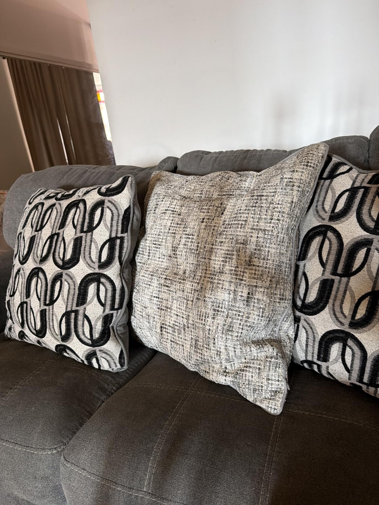 a moment Khaki 4 Pack Throw Pillow Covers - Chenille & Velvet Set with Piping, Farmhouse Textured Design Cushion Cases for Couch Sofa Bed (18x18 Inch, No Insert) customer photo 1