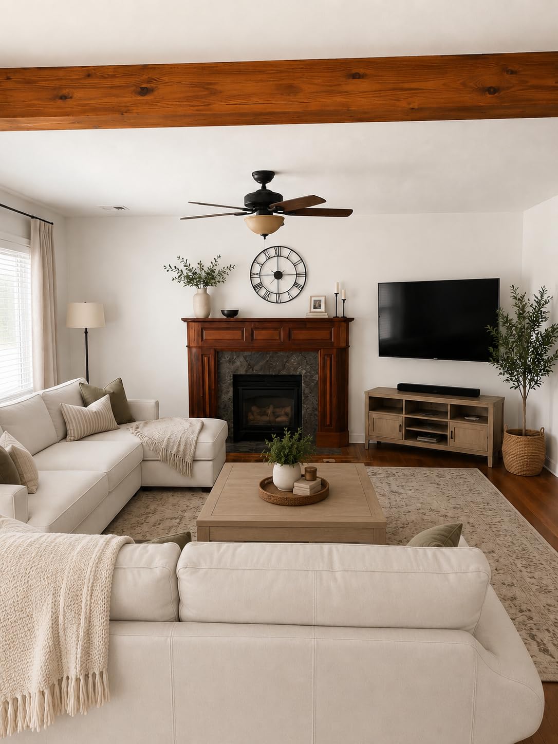 Pytha Sight 30 Inch Walnut Large Roman Numeral Wall Clocks for Living Room | 30 Inch Extra Giant Oversized Large Modern Decorative Metal Farmhouse Black Walnut Wall Clock for Fireplace,Entrance Decor customer photo 1