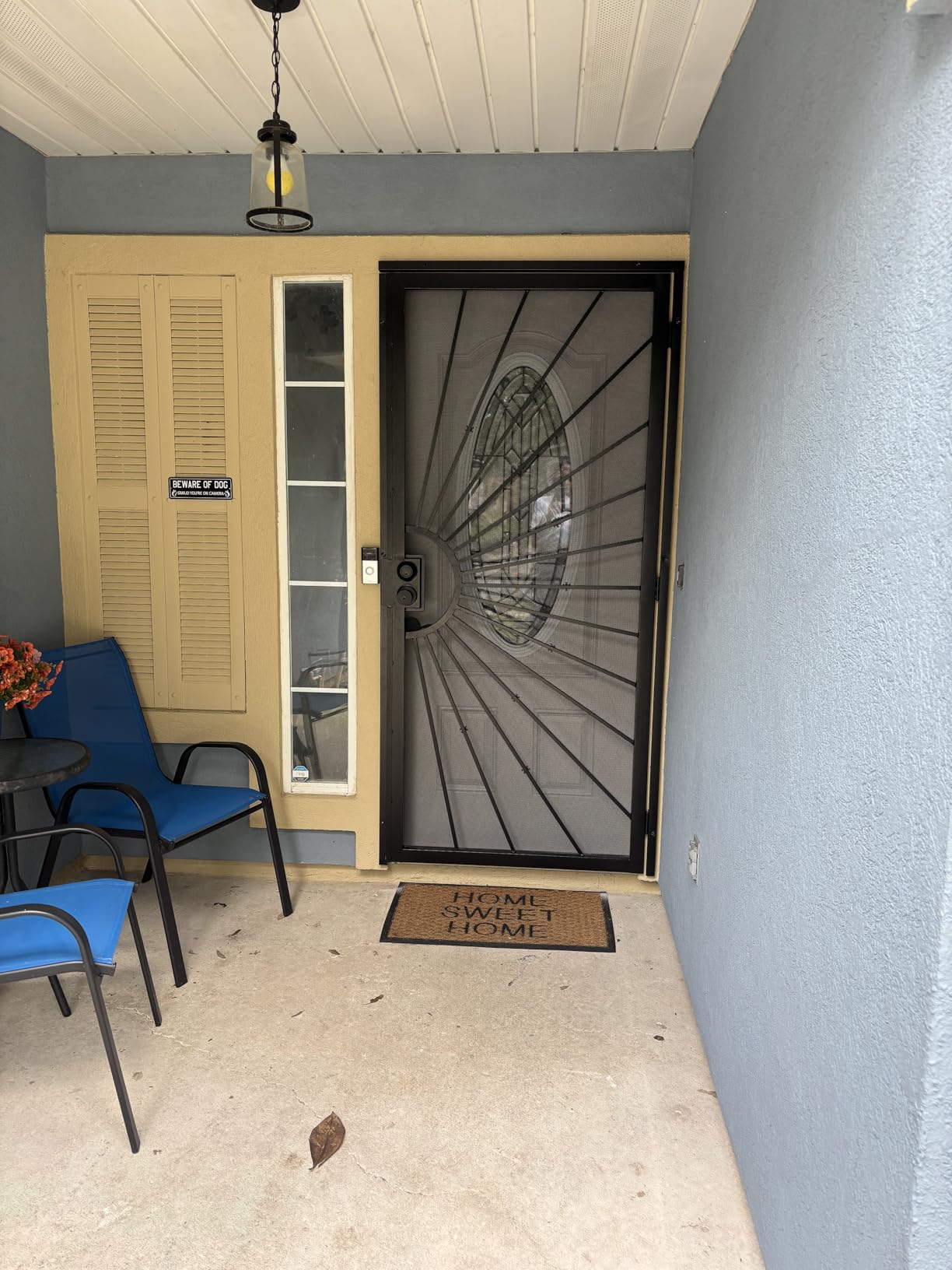 JUBEST 36 in. x 80 in. Security Door, Surface Mount Exterior Front Entry Door, Outswing Steel Security Door with Perforated Metal Screen, Powder Coated Black, Lock Not Include customer photo 1