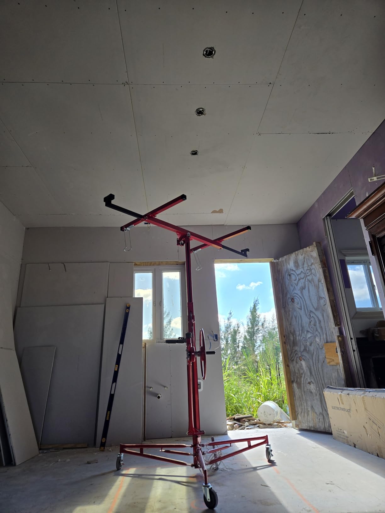 Rovibek 11FT Drywall Lift, Drywall Jack Lift for Ceiling, 360 Adjustable Drywall Panel Hoist, 150LBS Heavy Duty, Foldable customer photo 1
