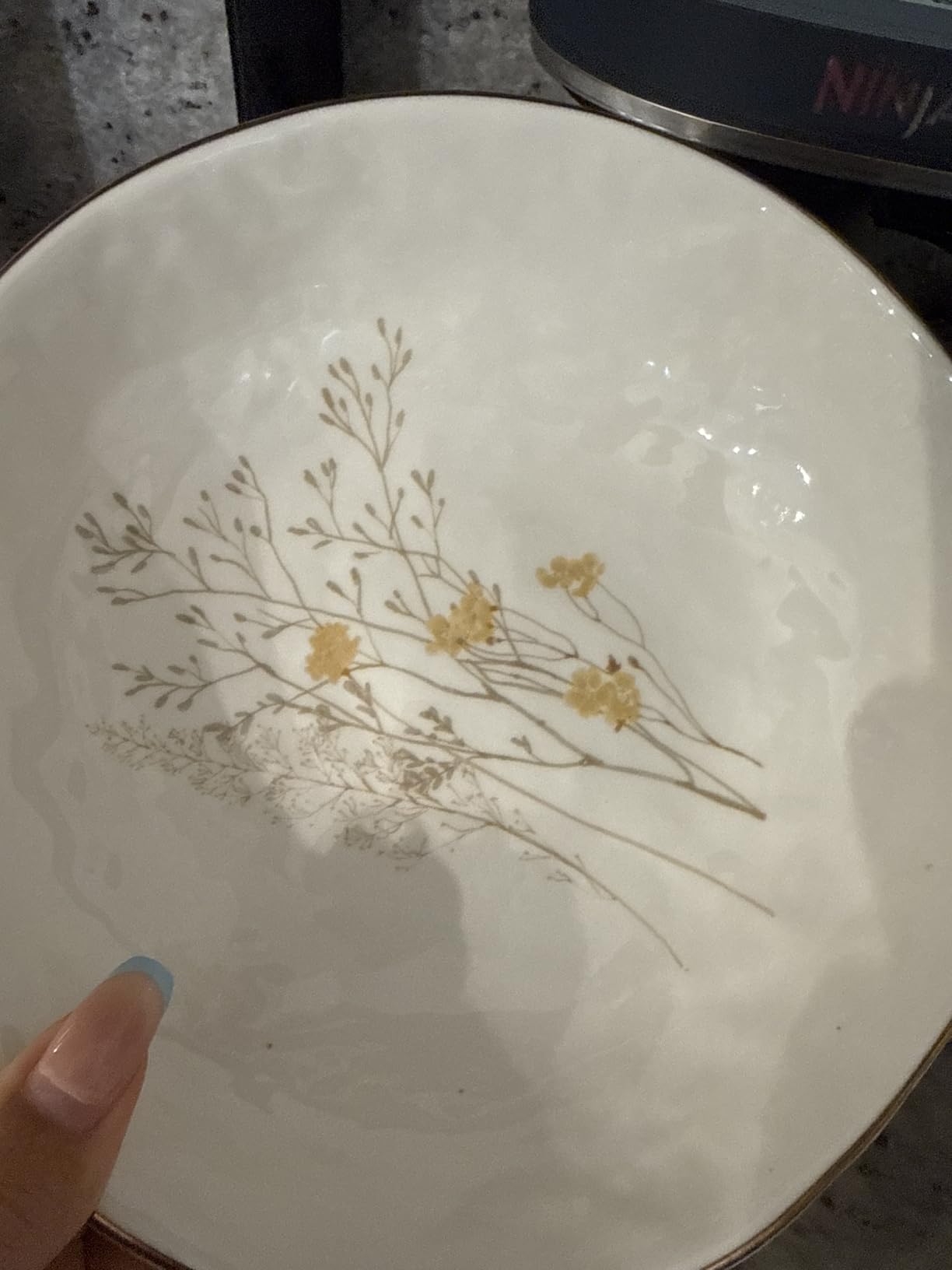 Sango 12-Piece Luxury Porcelain Dinnerware Set for 4 - Glossy White Plates and Bowls Sets with Wildflower Patterns and Gold Rims, Ceramic Dish Set, Elegant Dishes for Everyday Dining, Gansevoort customer photo 2