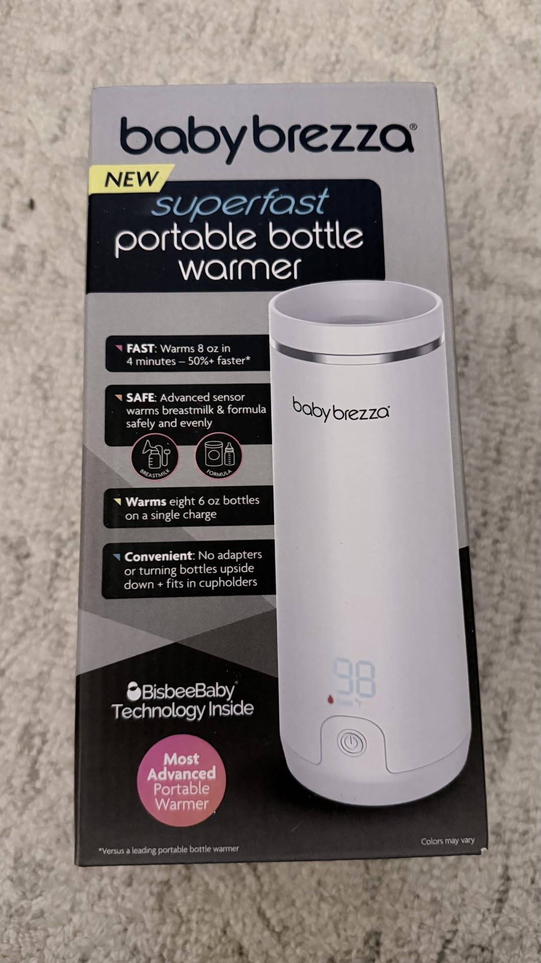 Baby Brezza Portable Baby Bottle Warmer - Breastmilk + Formula Safe, Black | 3x Faster Travel Warming, Up to 8 Bottles with 4 Temp Settings, No Bottle Adapters + Safe, Even Heating, Dishwasher Safe customer photo 1