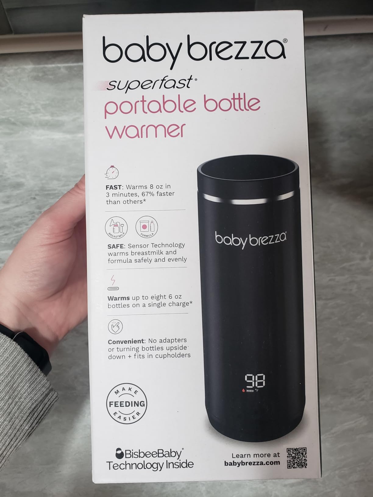 Baby Brezza Portable Baby Bottle Warmer - Breastmilk + Formula Safe, Black | 3x Faster Travel Warming, Up to 8 Bottles with 4 Temp Settings, No Bottle Adapters + Safe, Even Heating, Dishwasher Safe customer photo 2
