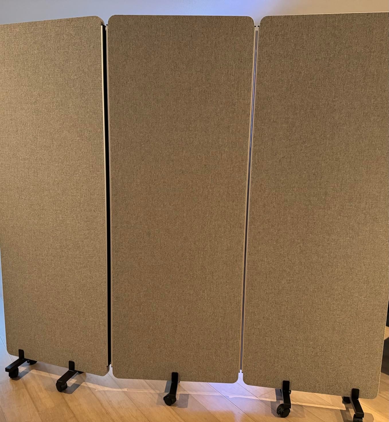 3 Panel Foldable Office Partitions, Mobile Cubicle Wall with Wheels | 71 x 66 Inch Noise Cancelling & Sound Proof Room Dividers Partition Wall, Aluminum Frame Dark Gray customer photo 2