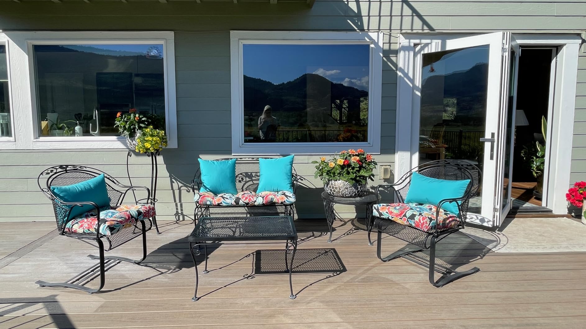 Indoor Outdoor Set of 4 Throw Pillows - 2 Square 17x17 & 2 Lumbar 20x12 customer photo 2