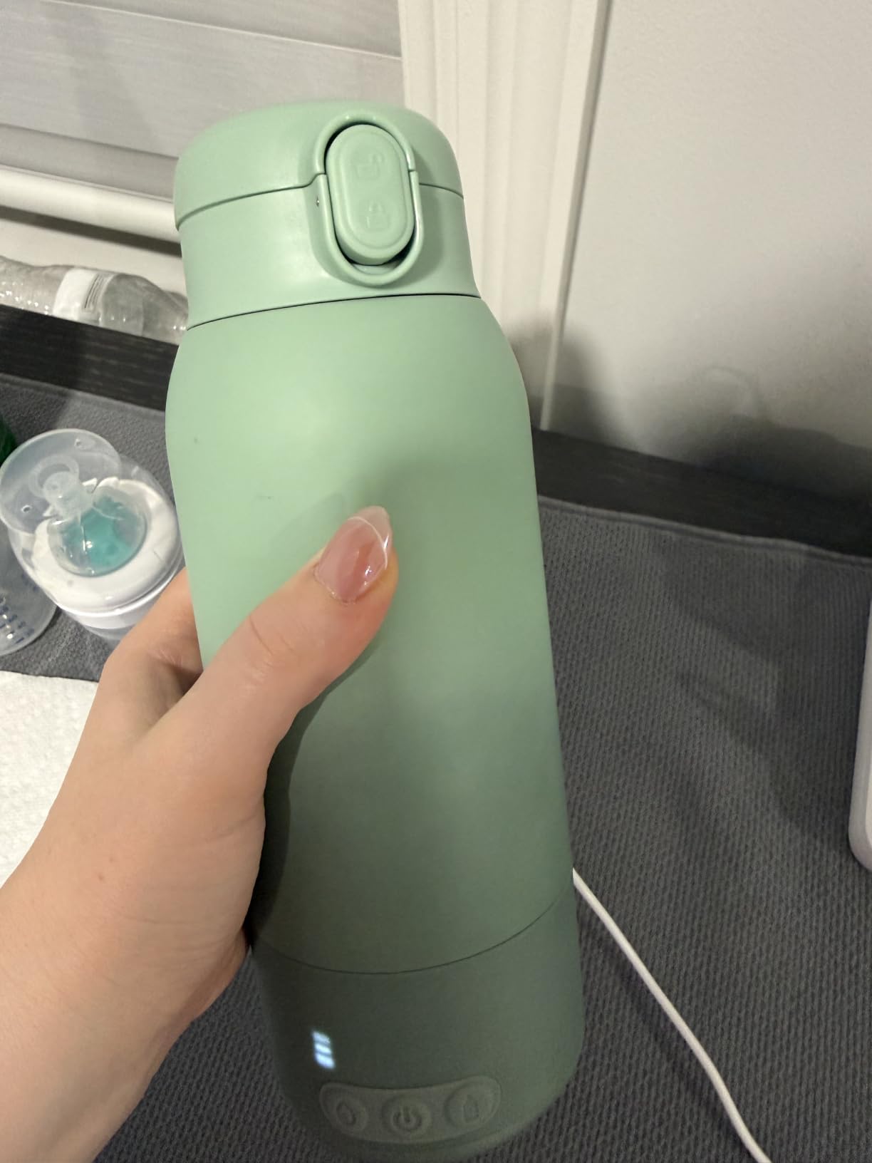 Portable Bottle Warmer for Travel, Baby Milk Warmer with Fast Heating & Long Battery Life, 17 Ounces Large Capacity Bottle Warmer with Long-Lasting Keep Warm Function, Green customer photo 1
