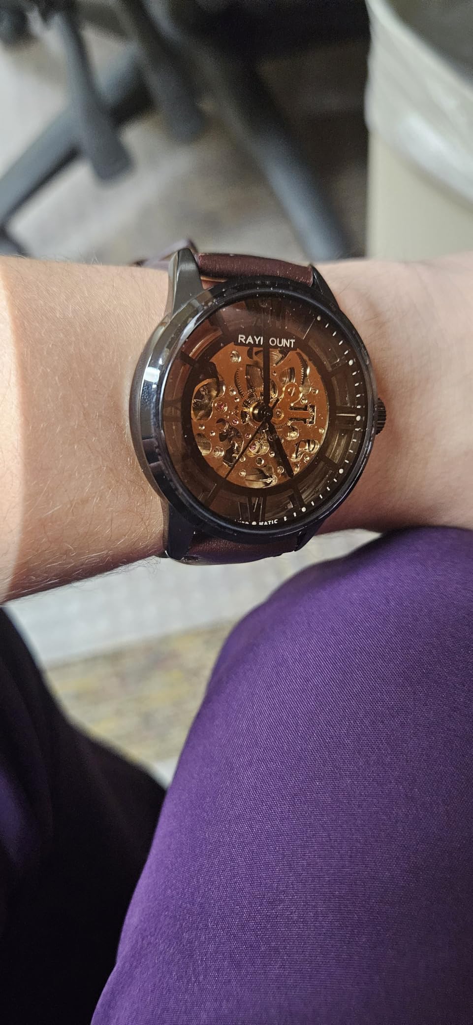 FORSINING Men's Automatic Watch with Mechanical Movement, Skeleton Dial and Leather Band customer photo 1