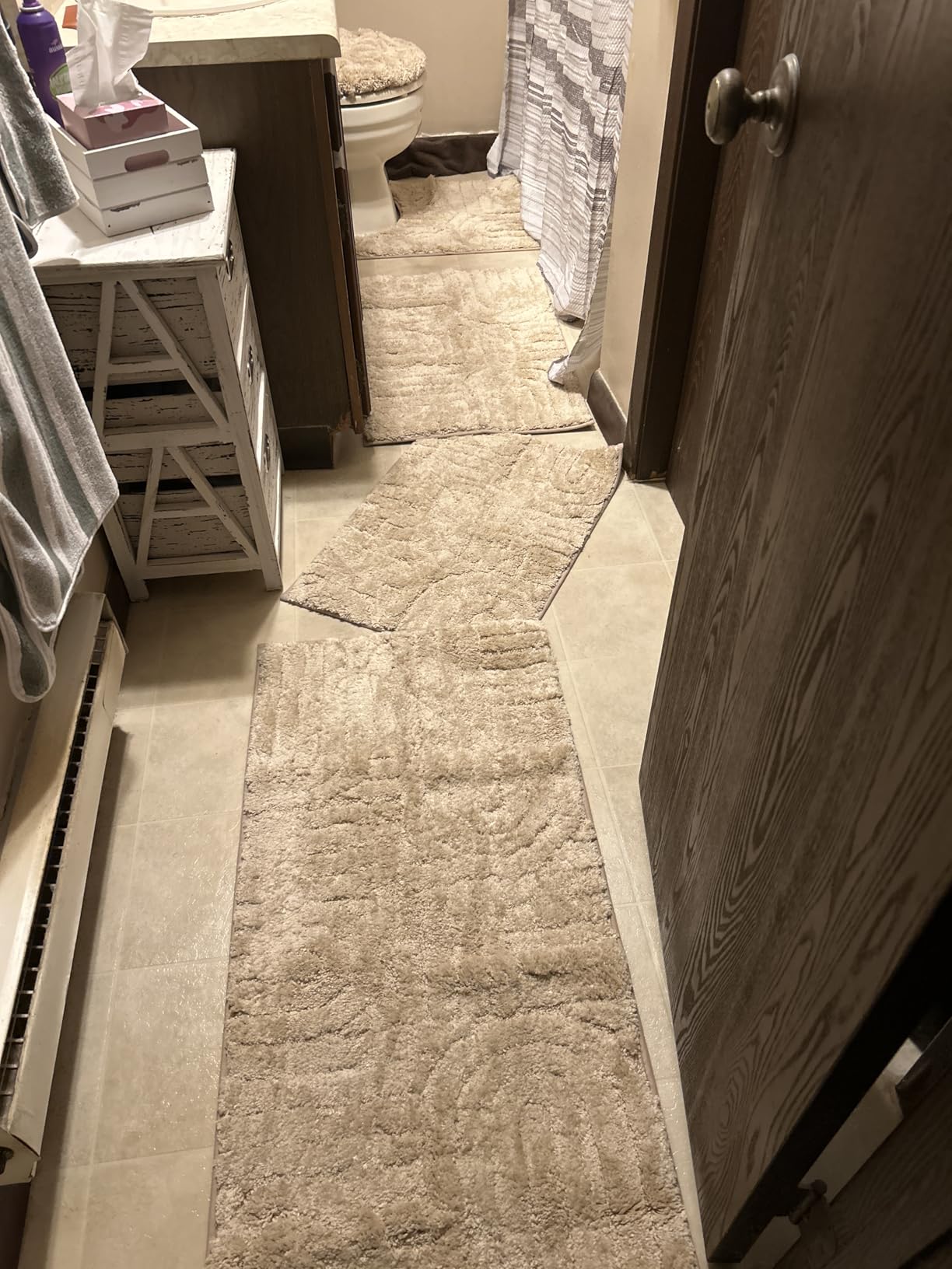 Homcomoda Bathroom Rugs Sets 5 Piece, Soft Absorbent Microfiber Bath Mats and U-Shaped Contour Toilet Rug, Non Slip Bath Rugs Machine Washable Shaggy Bath Room Floor Mats, Grey customer photo 1