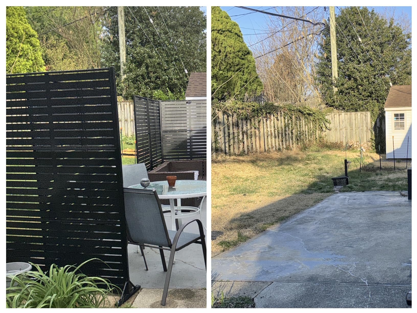 Outdoor Metal Privacy Screen, 72 x 47 in Freestanding Fence Panel, Black | Freestanding decorative fence panel with stand for patios, pools, backyards, decks, balconies and outdoor dividers customer photo 2