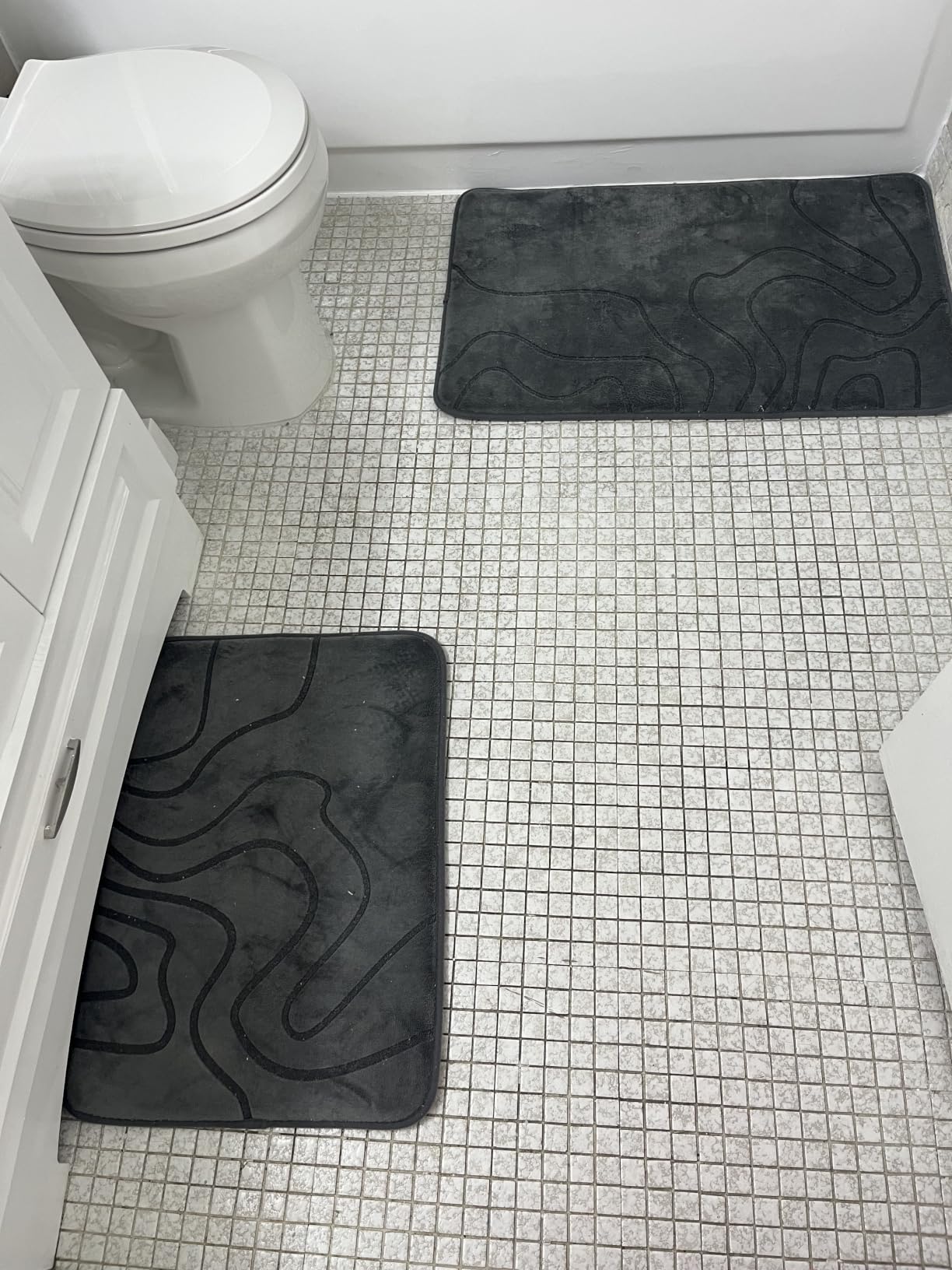 Memory Foam Bathroom Rugs Sets 5 Piece - Extra Thick Ultra Soft Absorbent Bath Mat Set, Non-Slip Machine Washable Bath Rugs for Bathroom, Tub & Shower, Home Decor Accessories, Dark Blue customer photo 1