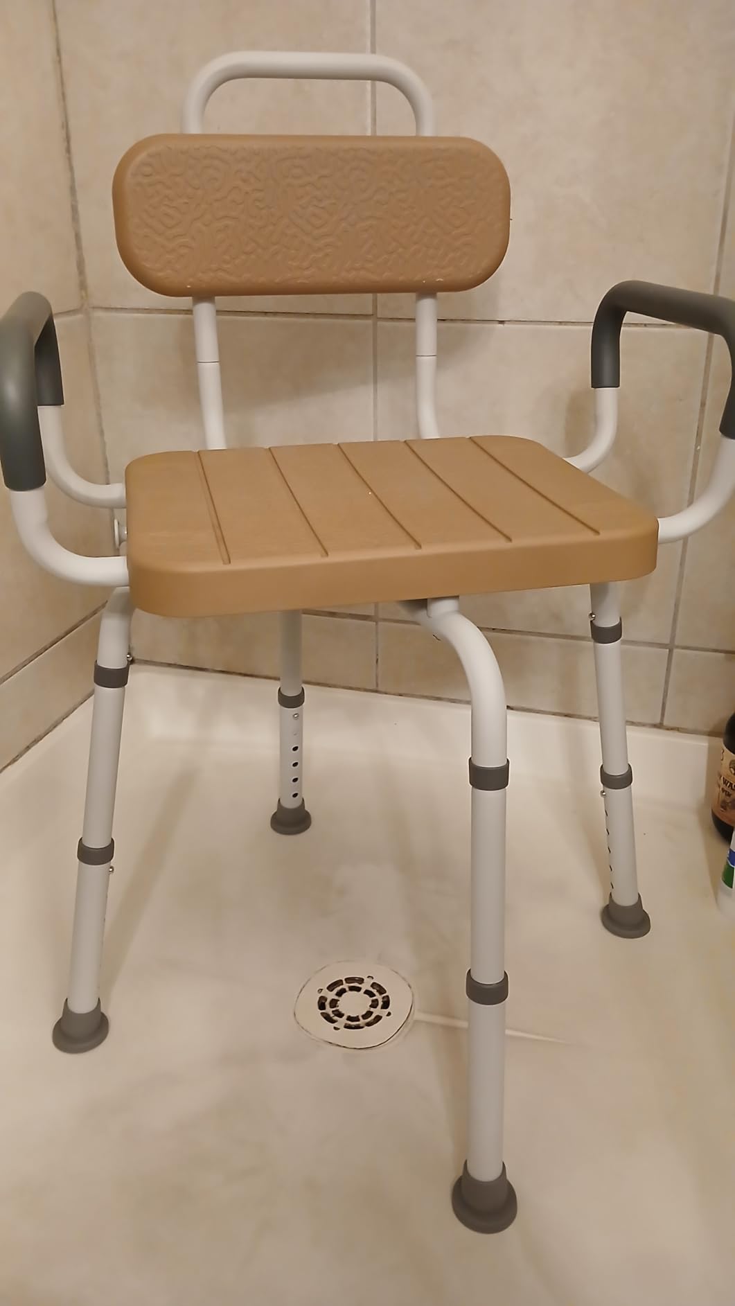 Loyoda Swivel Shower Chair with Removable Arms & Back, Fits Any Bathrooms | Adjustable-Height Rotating Shower Bench - Safety Stool Design, Ideal for Seniors and the Disabled, in Brown customer photo 2