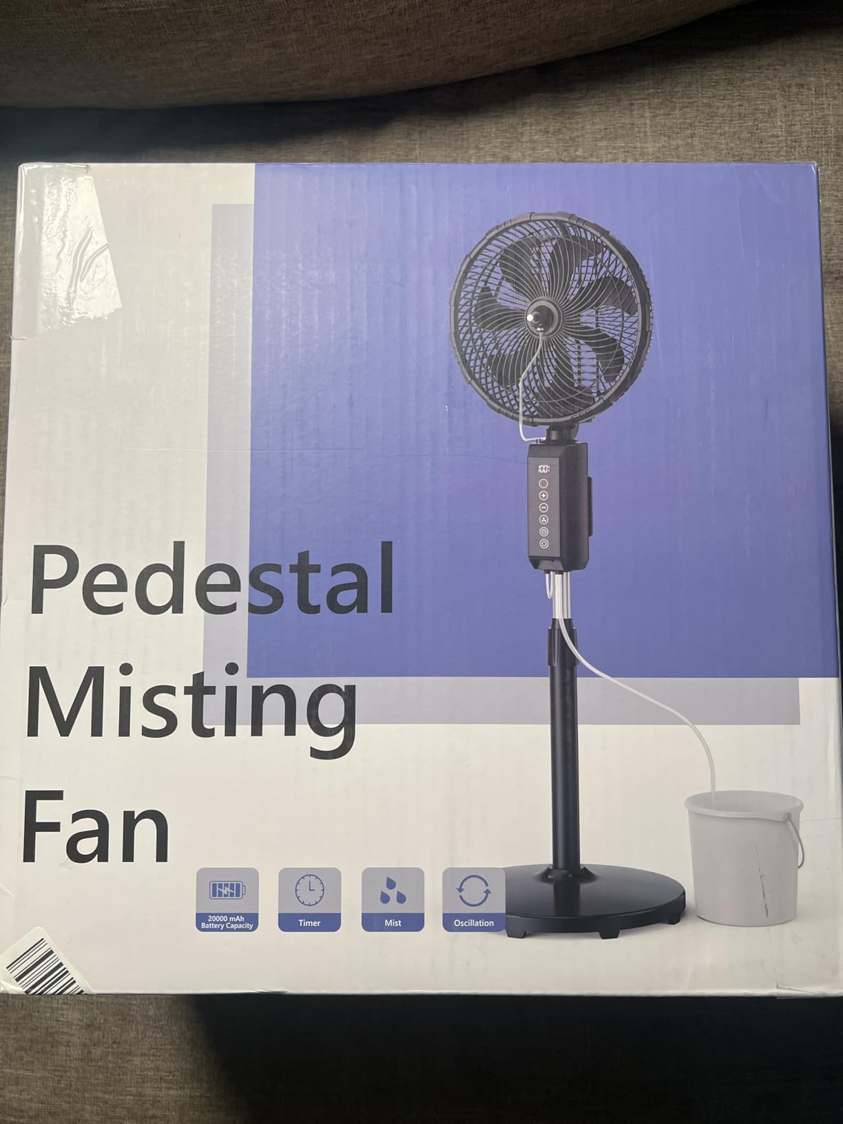 ATEngeus Outdoor Misting Fan 20000mAh Up to 21H Running Time, 12-Inch outdoor Oscillating Fan for Patios, 2 In 1 Pedestal & Tabletop Cooling Fan with Mister, Corded & Cordless, 7 Speeds, Remote, Timer customer photo 1