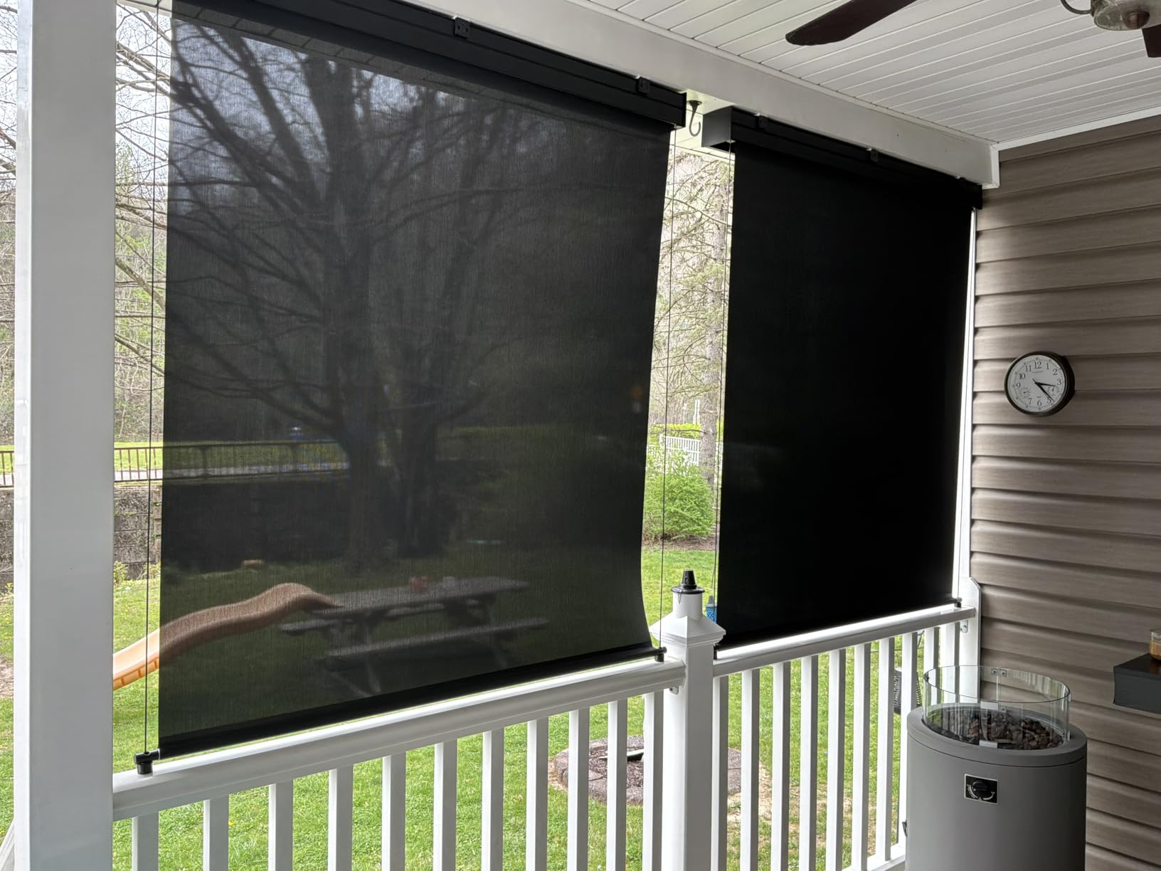 Yoolax Motorized Outdoor Shades for Patio 2-16 FT Wide Built-in Solar Power | Customized Electric Sun Shade, Retractable Patio Screens for Porch, Smart Outdoor Blinds with Remote App Control, 3% Openness customer photo 1