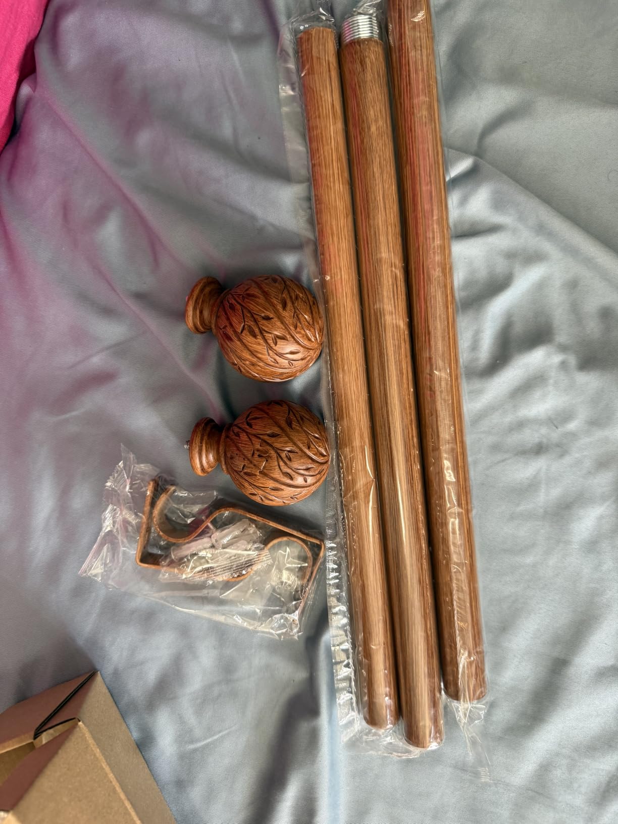 Wood Curtain Rods for Windows 18 to 45 Inch, 1