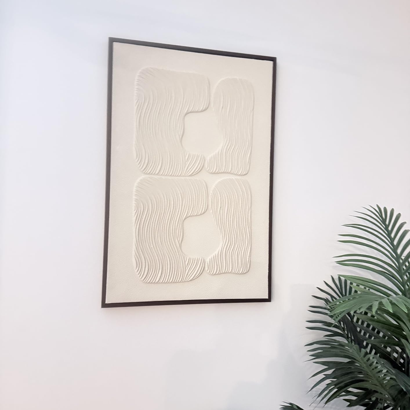 Large 3D Textured Wall Art for Living Room, Set of 3 Wabi Sabi Abstract Sandstone Relief Artwork with Solid Catalpa Wood Frame, Minimalist Triptych Pictures for Hallway Entryway, Sand Beige, 24x36 In customer photo 2