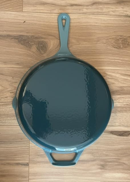 Enameled Cast Iron Skillet, Non Stick Fry Pan for Stove top and Oven (Peacock Blue, Skillet 10 inch) customer photo 1
