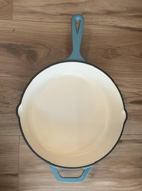 Enameled Cast Iron Skillet, Non Stick Fry Pan for Stove top and Oven (Peacock Blue, Skillet 10 inch) customer photo 2