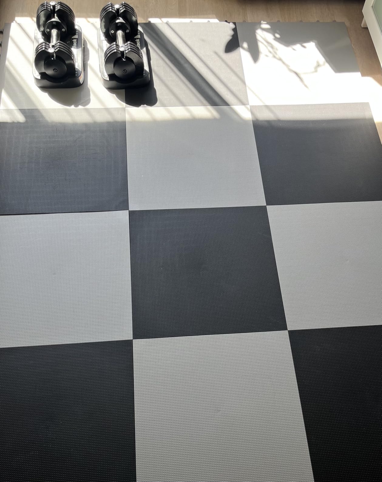 Baselayer Performance Series Interlocking Floor Tiles - Durable ½ in TPE (Rubber Like, NOT Foam, no Odor) - Gym Flooring for Weights & Heavy Equipment - Black, 30 SqFt (12 Pack) - Made in USA customer photo 1