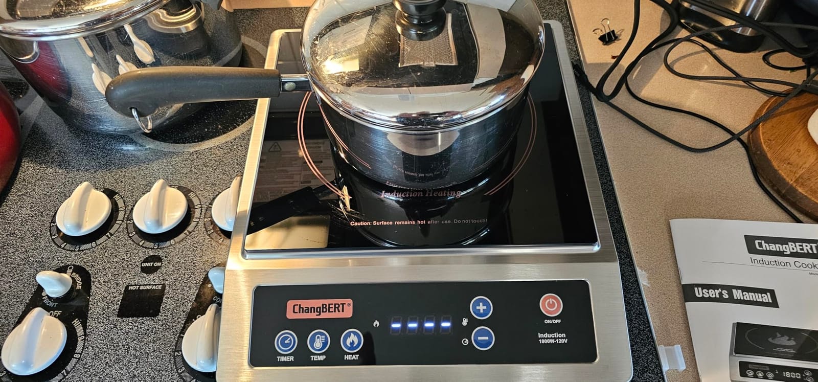 ChangBERT Professional Induction Cooktop, NSF Certified Countertop Burner, Large Coil for Even Heating, Precise Temperature Control, 10 Hours Timer, 1800W Powerful Hot Plate for Home & Commercial Use customer photo 1