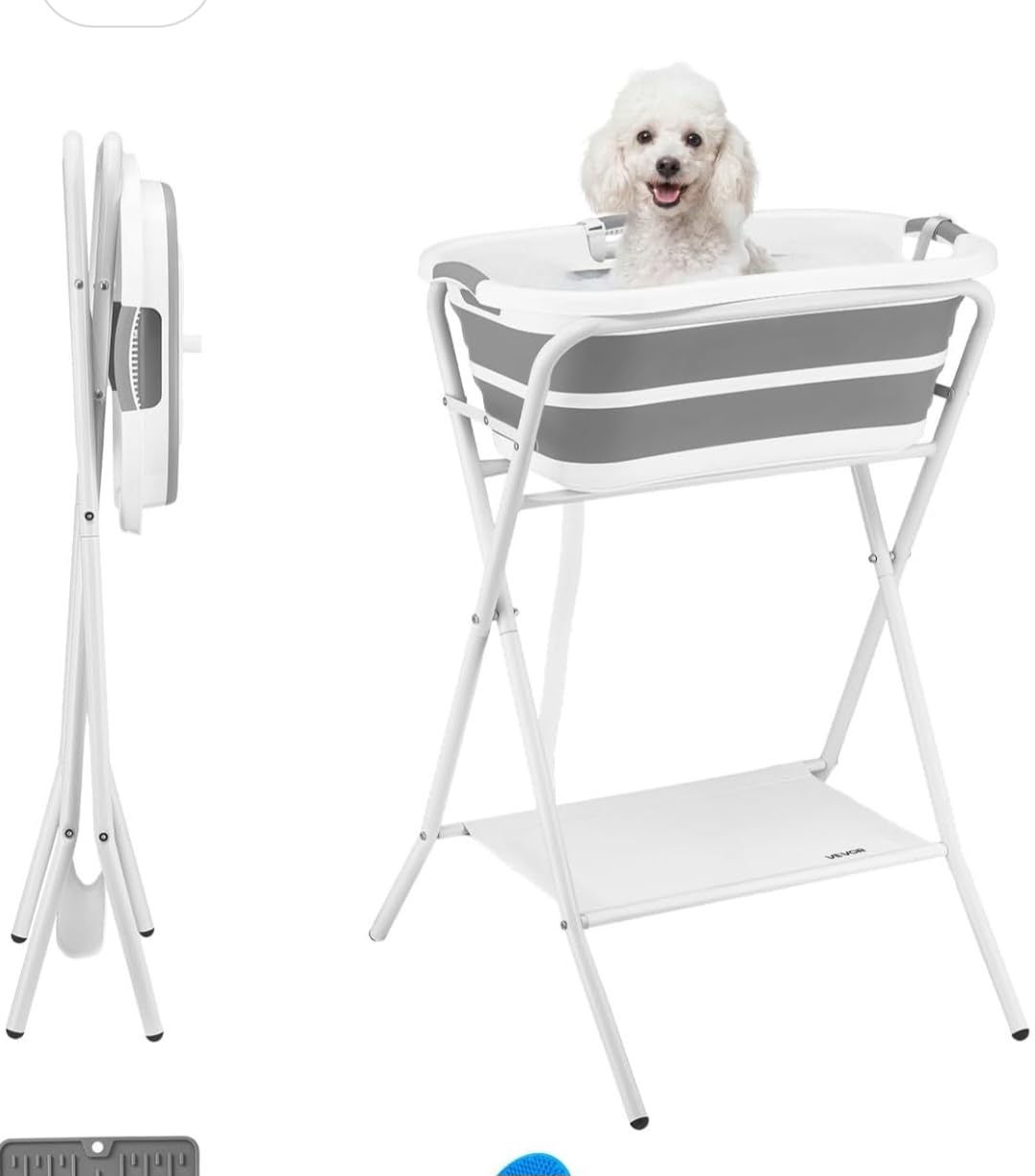 VEVOR Dog Bathtub, Elevated Collapsible Pet Bathing Grooming Wash Station, Portable Foldable with Built-in Drain Hose customer photo 2