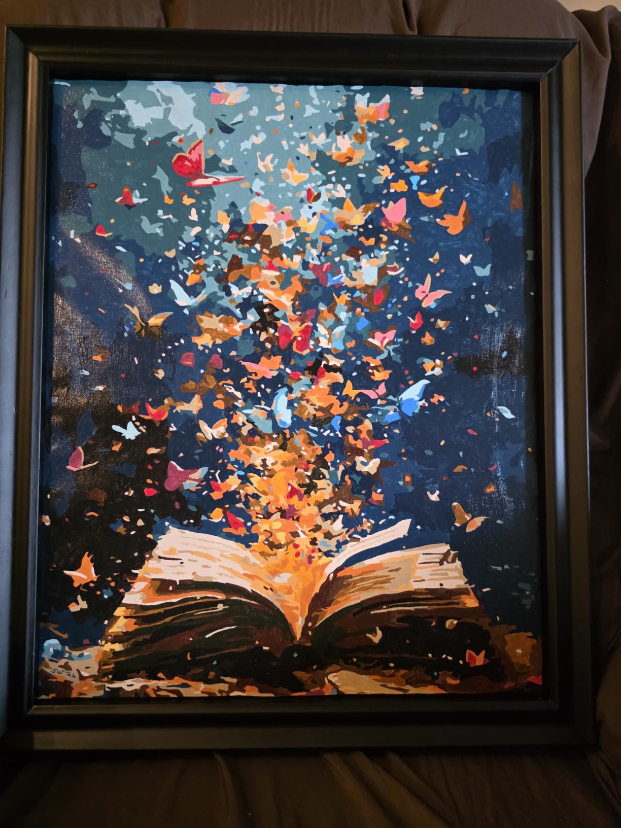 Butterflies Book Paint by Number Framed with Wooden Easel 12x16inch | Adult Paint by Numbers, Book Canvas Paint by Numbers for Adults, DIY Acrylic Adult Paint by Number Kits on Canvas customer photo 2