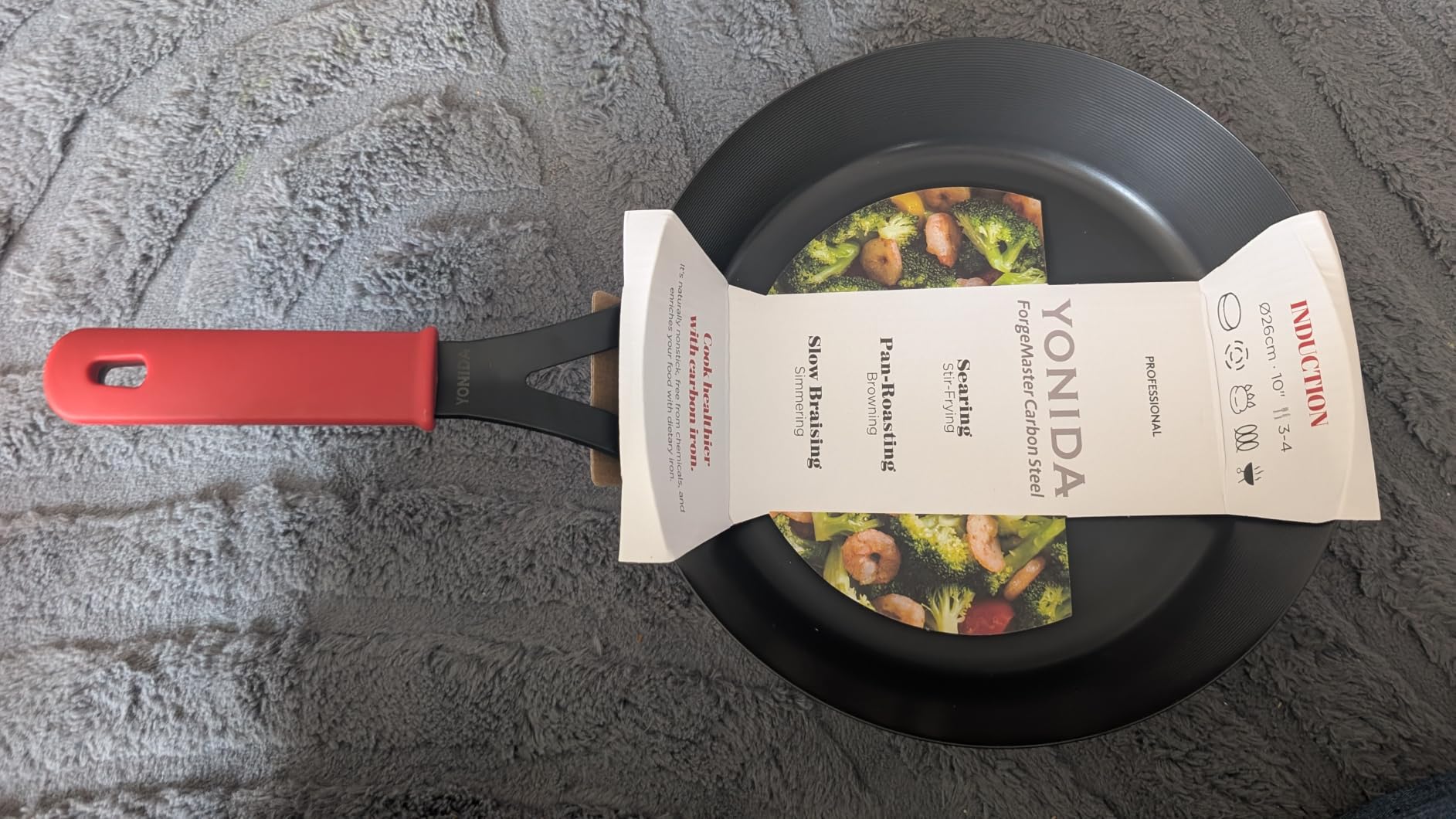 Carbon Steel Pan, 12 Inch Nonstick Frying Pan Skillet with Lid | Pre-Seasoned Carbon Steel Cookware with Removable Silicone Handle Holder, Indoor/Outdoor, Induction & Oven Safe customer photo 1