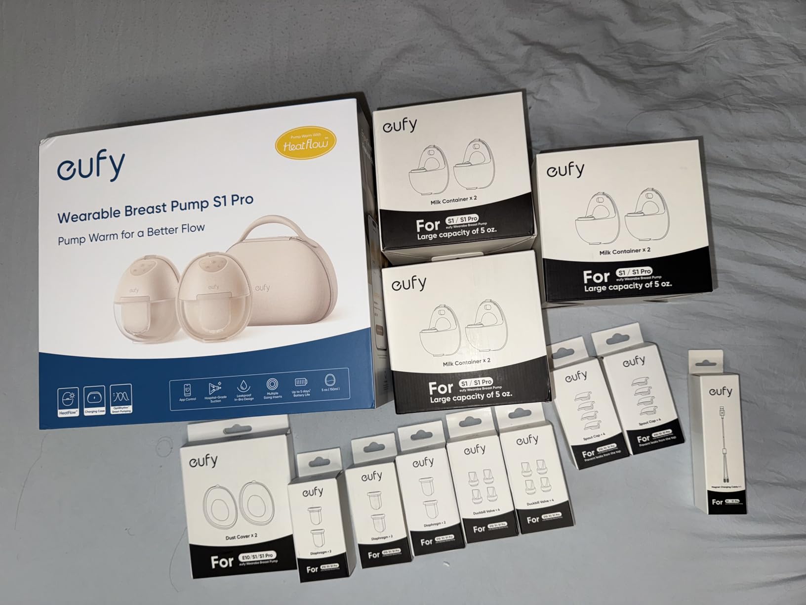 eufy Security Heated Massage Wearable Breast Pump S2 Pro, Charging Case | HeatFlow 2.0, VibraPump Massage, Nipple Light, Full Milk Alert, 7-Day Battery, App DIY Rhythm, Double-Sealed Flange customer photo 2