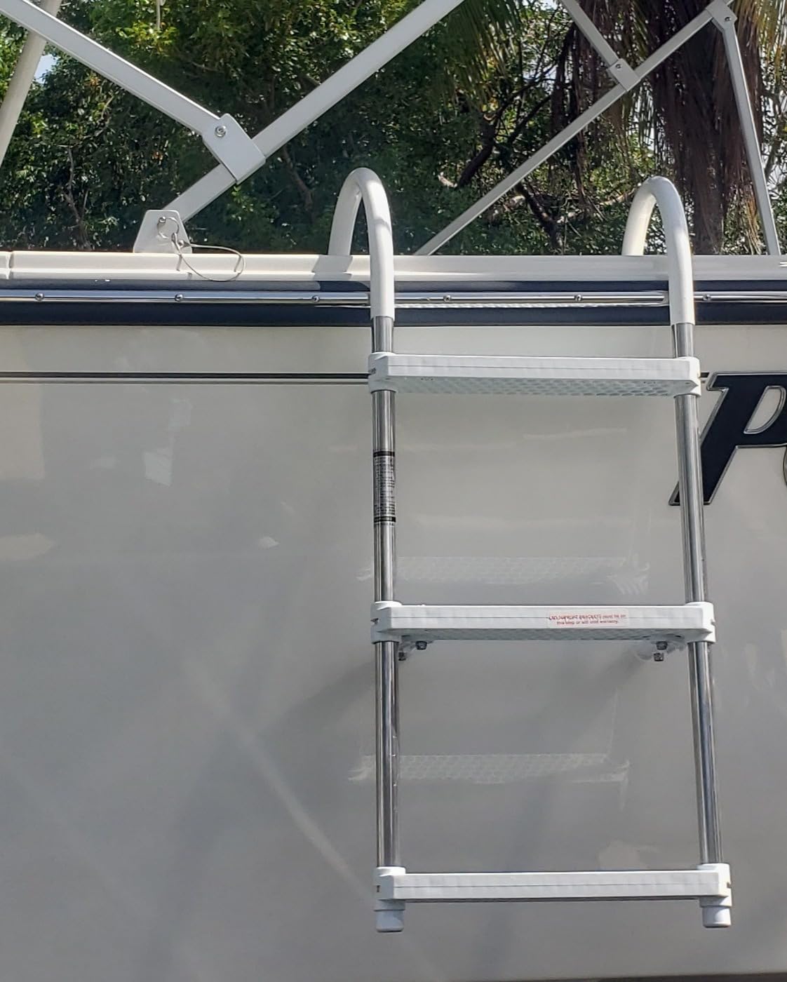 DotLine Boat Aluminum 3 Step Ladder – Folding Gunwale Hook Design, 11