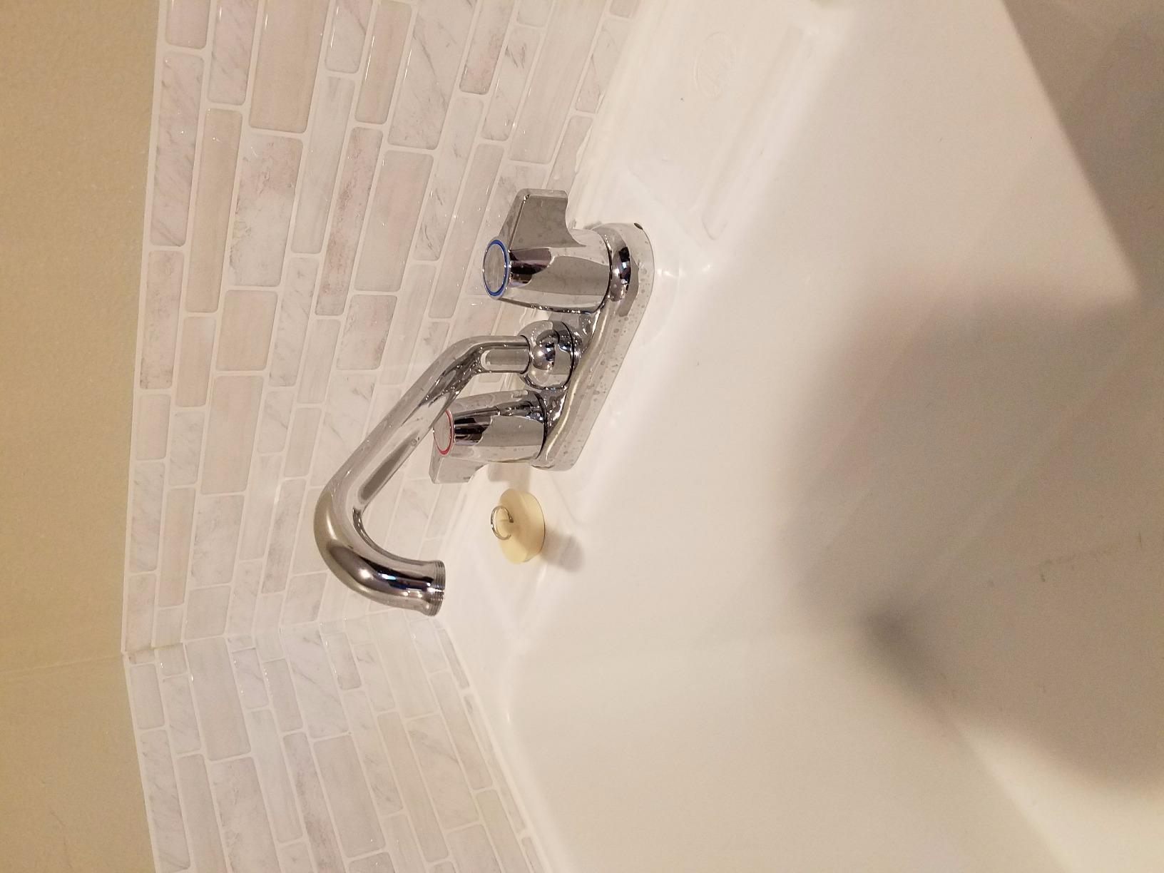 Moen Chrome Chateau Two-Handle 4-Inch Centerset Utility or Laundry Sink Faucet with Threaded Spout, 74998 customer photo 2