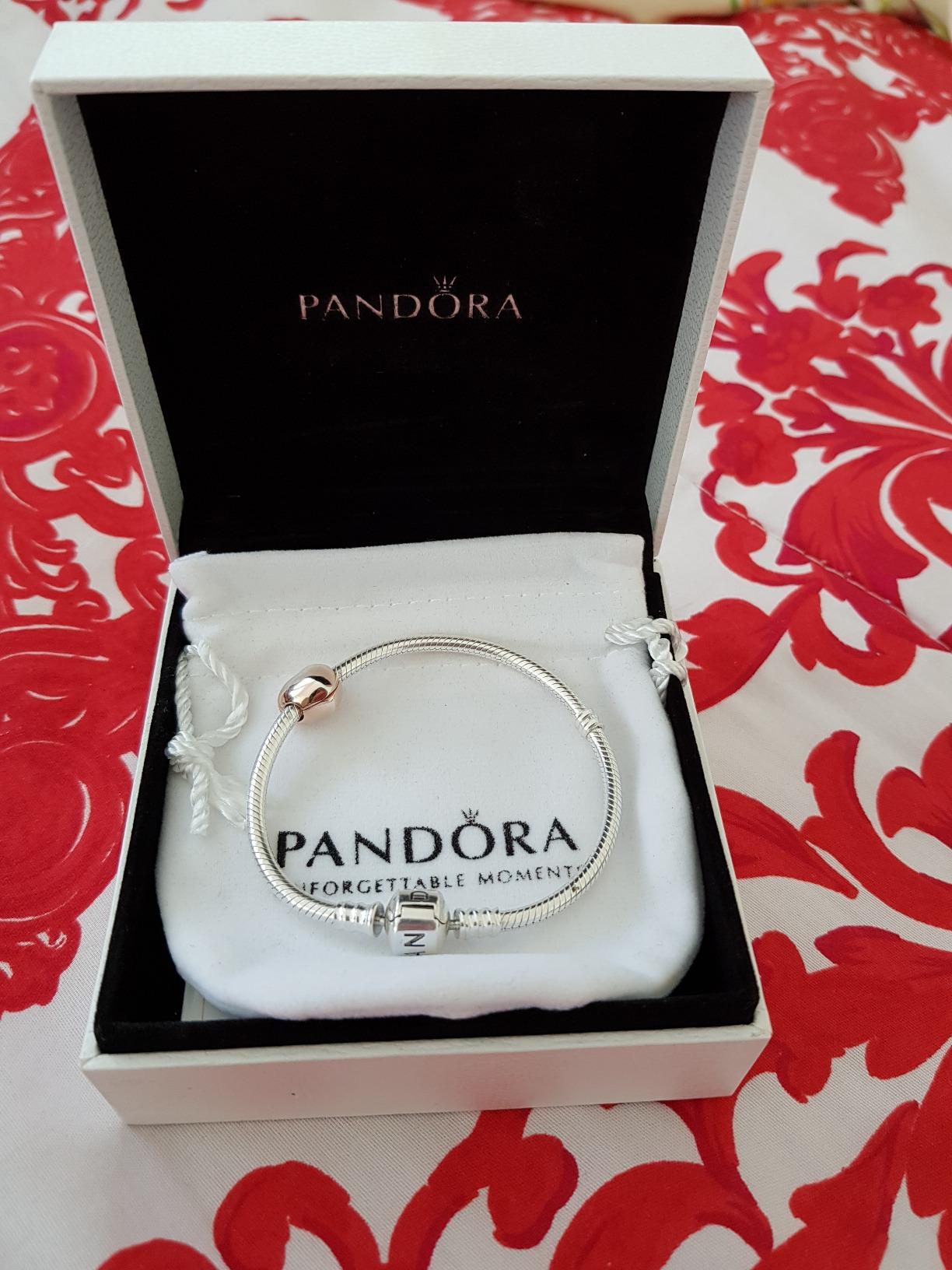 PANDORA Moments Barrel Clasp Snake Chain Bracelet 8.3