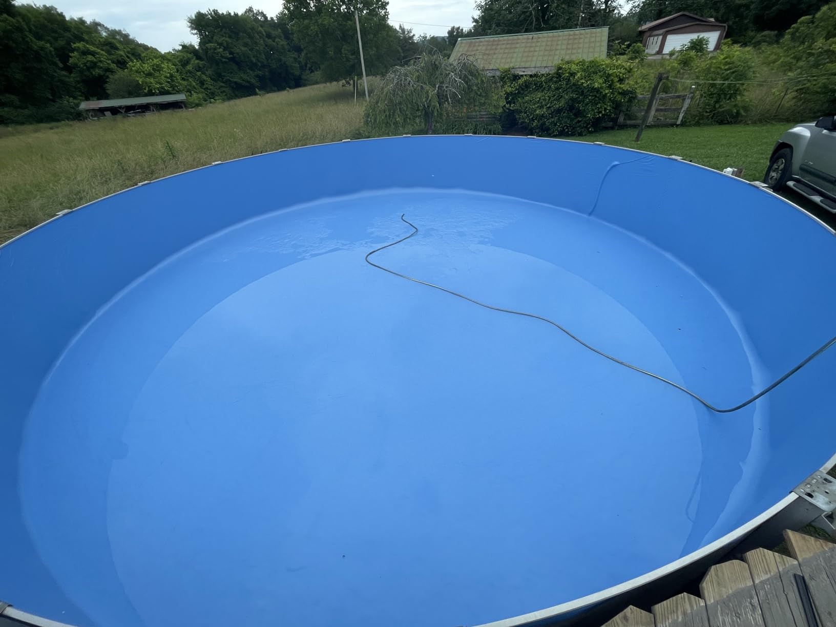 Swimline 24 Feet Solid Round Above Ground Swimming Pool Overlap, Standard Gauge Liner, Vinyl, Easy Installation, Blue customer photo 2