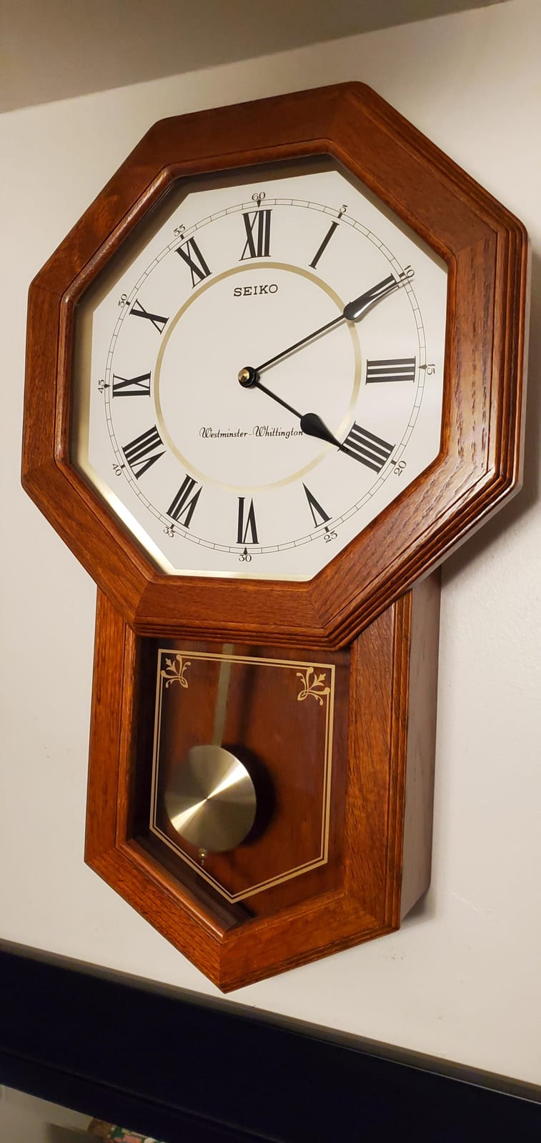 Seiko Light Oak Traditional Schoolhouse Wall Clock with Chime & Pendulum customer photo 1