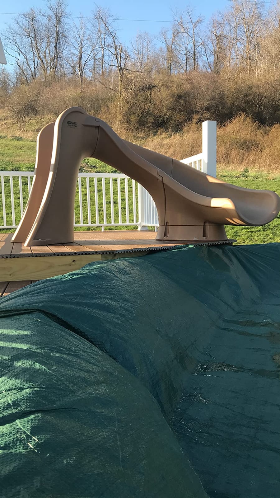 S.R.Smith Cyclone Pool Slide, Sandstone – Premium Water Slide with Right Curve for Inground Swimming Pool – Deck Mounted with Enclosed Ladder for Safety customer photo 2