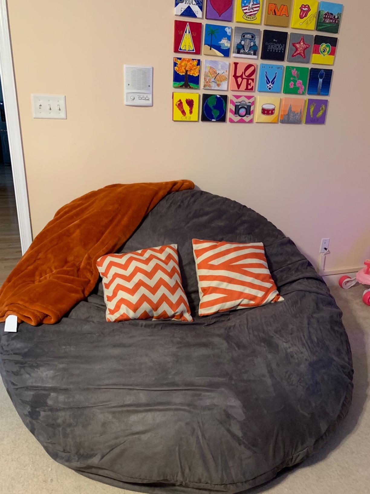 Jaxx 6 Foot Cocoon - 2-in-1 Convertible Bean Bag Bed & Large Bean Bag Chair for Adults, Charcoal customer photo 1