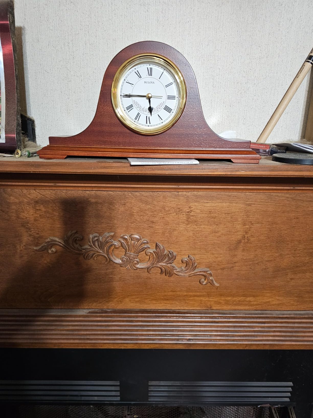 Bulova B1929 Bulova Annette I Chiming Mantel Clock, Model B1929 | Classic Mahogany Finish | Westminster Melody on the Hour | Battery Powered I Chiming Clock customer photo 2