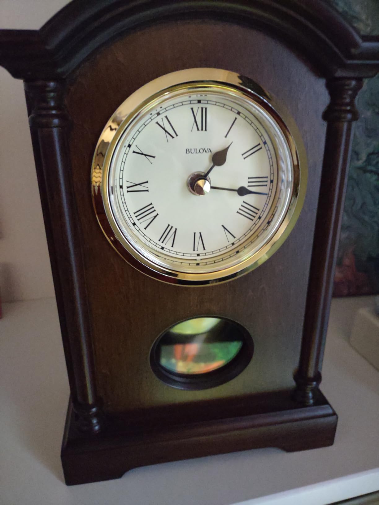 Bulova Dalton Chiming Pendulum Table Clock - Walnut Finish - Gold-Tone Accents customer photo 1