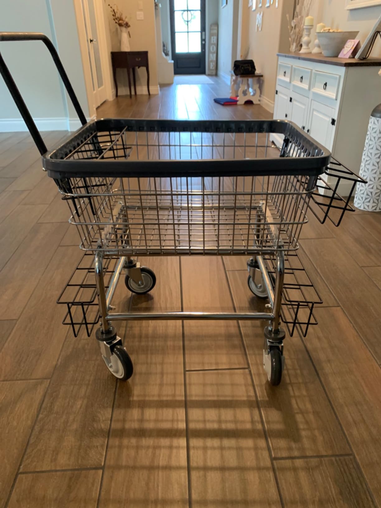 R&B Wire® 100E Heavy Duty Wire Laundry Cart | 2.5 Bushel | Steel Frame with Chrome Finish | Commercial Laundry Basket | Industrial Bumper | 5