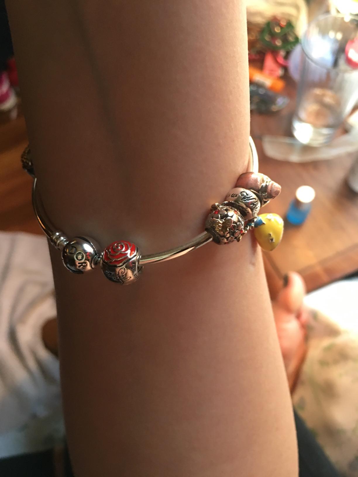 PANDORA Moments Sterling Silver Ball Clasp Bangle for Women - Compatible Moments Charms - Bangle Charm Bracelet - Gift for Her - 7.5