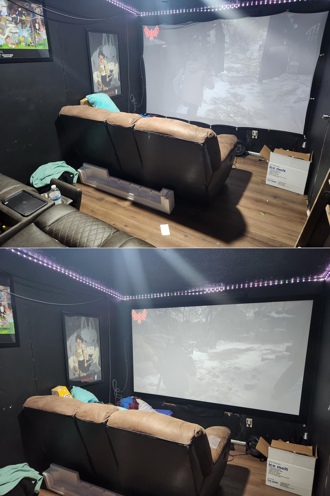 Silver Ticket Products STR Series 6 Piece Home Theater Fixed Frame 4K / 8K Ultra HD, HDTV, HDR & Active 3D Movie Projection Screen, 16:9 Format, 135