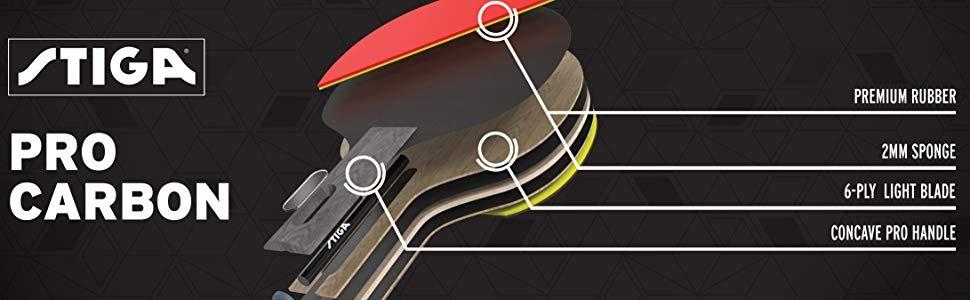STIGA Pro Carbon + Raptor Performance-Level Table Tennis Rackets with Carbon Technology for Tournament Play - 7-ply Blade with Flared Handles - 2mm Sponge for Enhanced Control and Speed customer photo 2