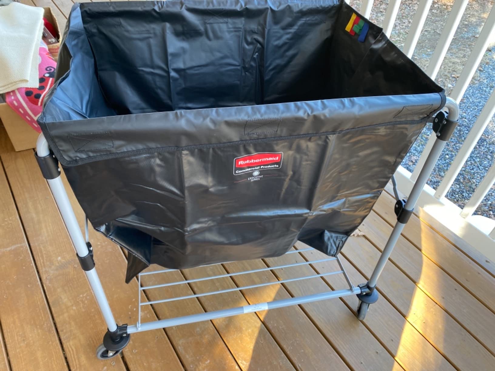 Rubbermaid Commercial Products, Collapsible X Cart, Black, Steel 8 Bushel Bin, Commercial Laundry Cart with Wheels for Hotel/Nursing Home/Home/College Easily Move Laundry/Supplies/Groceries customer photo 1