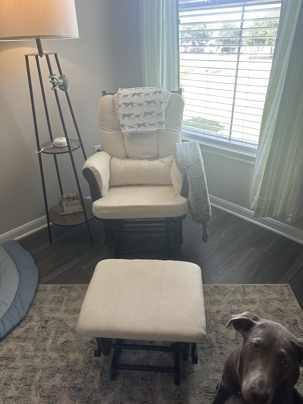 Storkcraft Tuscany Glider & Ottoman and Lumbar Pillow, Espresso/Taupe Swirl customer photo 2