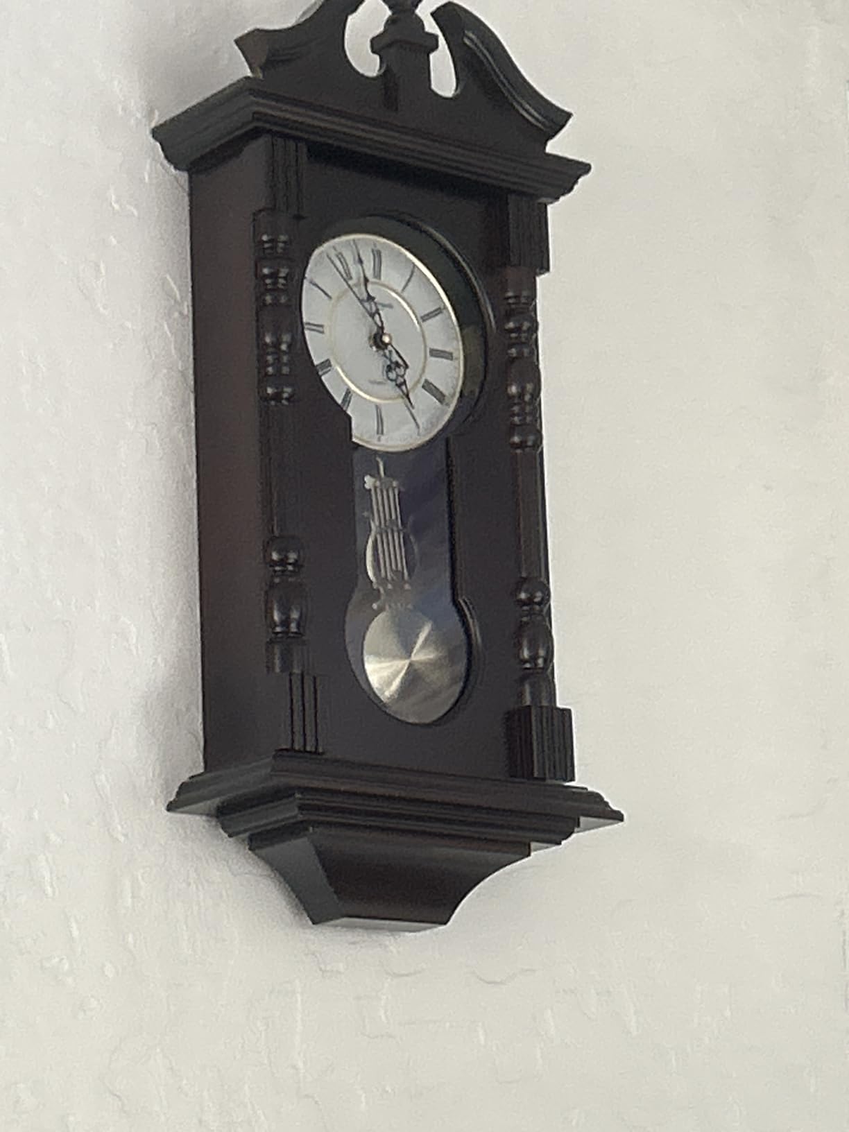 Wall Clocks: Grandfather Wood Wall Clock with Chime. Pendulum Wood Traditional Clock. Makes a Great Housewarming or Birthday Gift Wall Clock Chimes Every Hour with Westminster Melody customer photo 2