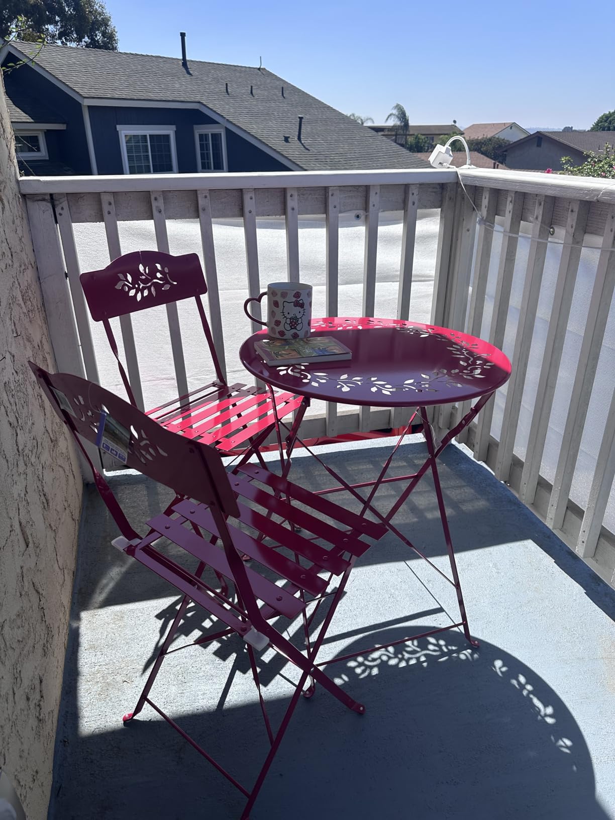 Alpine Corporation Indoor/Outdoor 3-Piece Bistro Set Folding Table and Chairs Patio Seating, Red customer photo 1