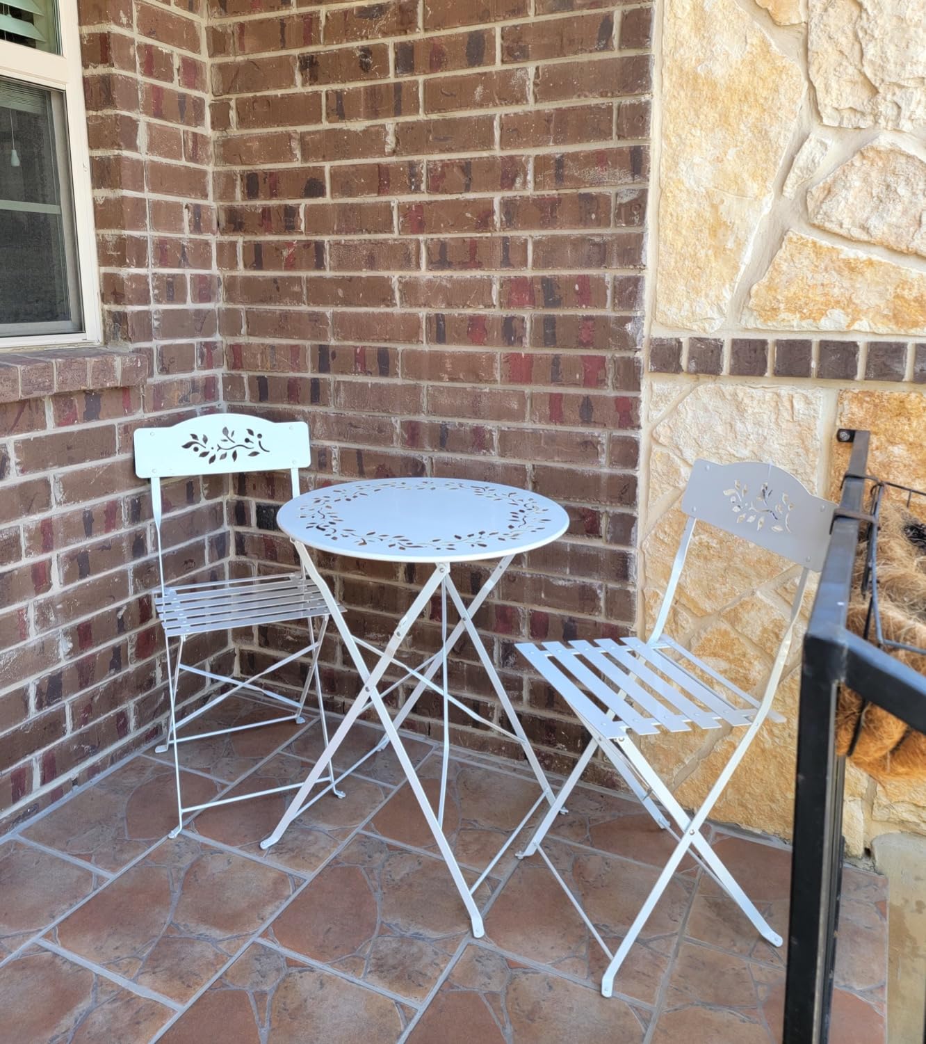 Alpine Corporation Indoor/Outdoor 3-Piece Bistro Set Folding Table and Chairs Patio Seating, Red customer photo 2