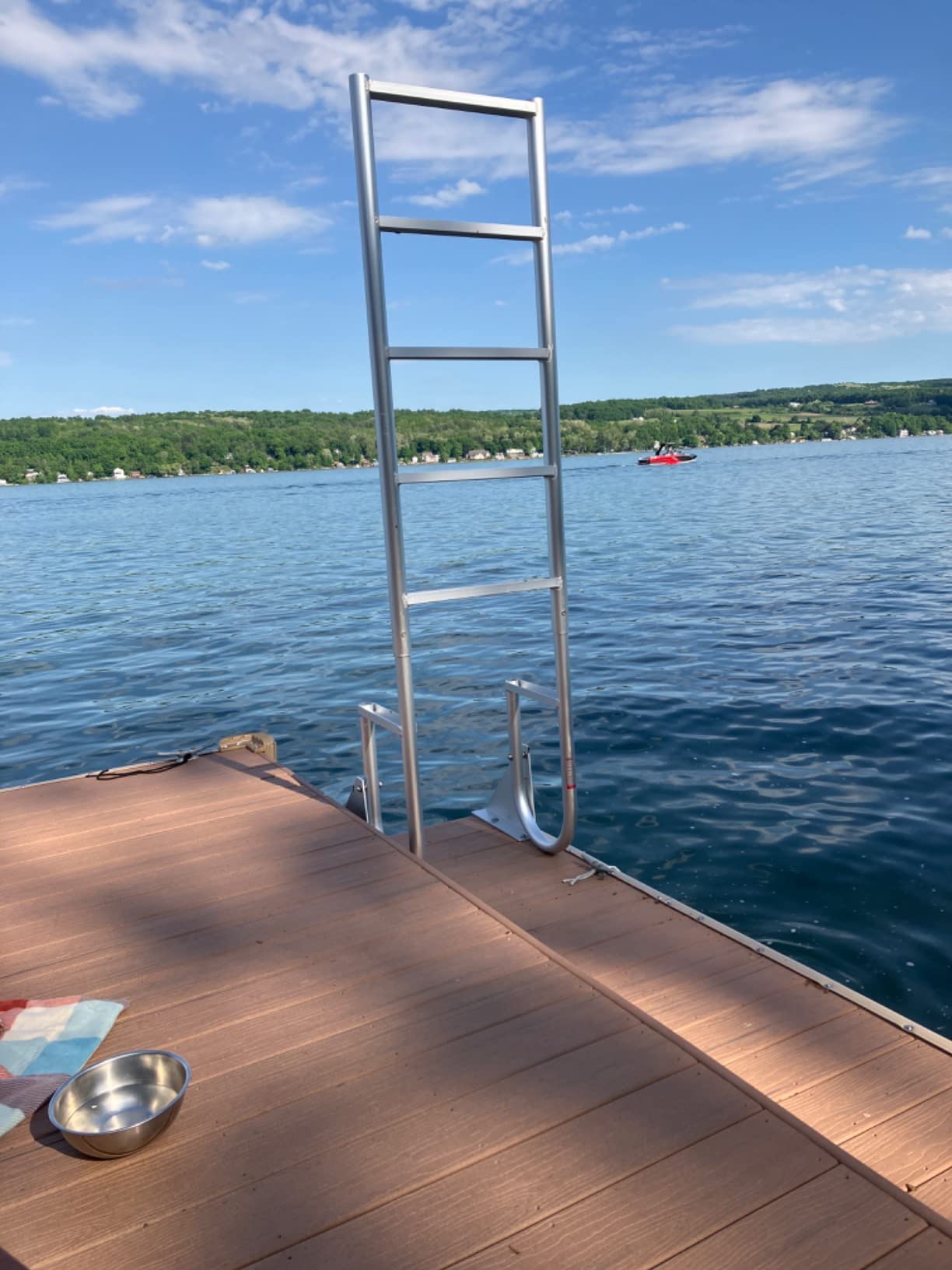 Extreme Max 3005.3473 Heavy Duty Flip-Up Dock Ladder with Comfortable Round Tube Frame - 4 Steps, 21