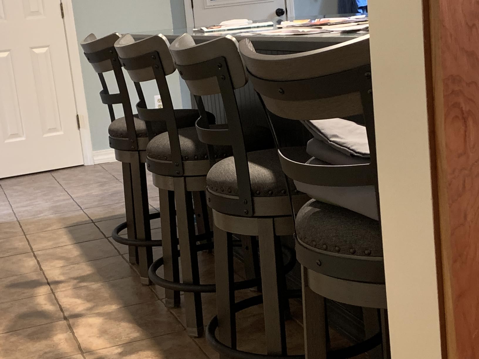 Signature Design by Ashley Pinnadel Counter Height Swivel Bar Stool, Brown customer photo 2