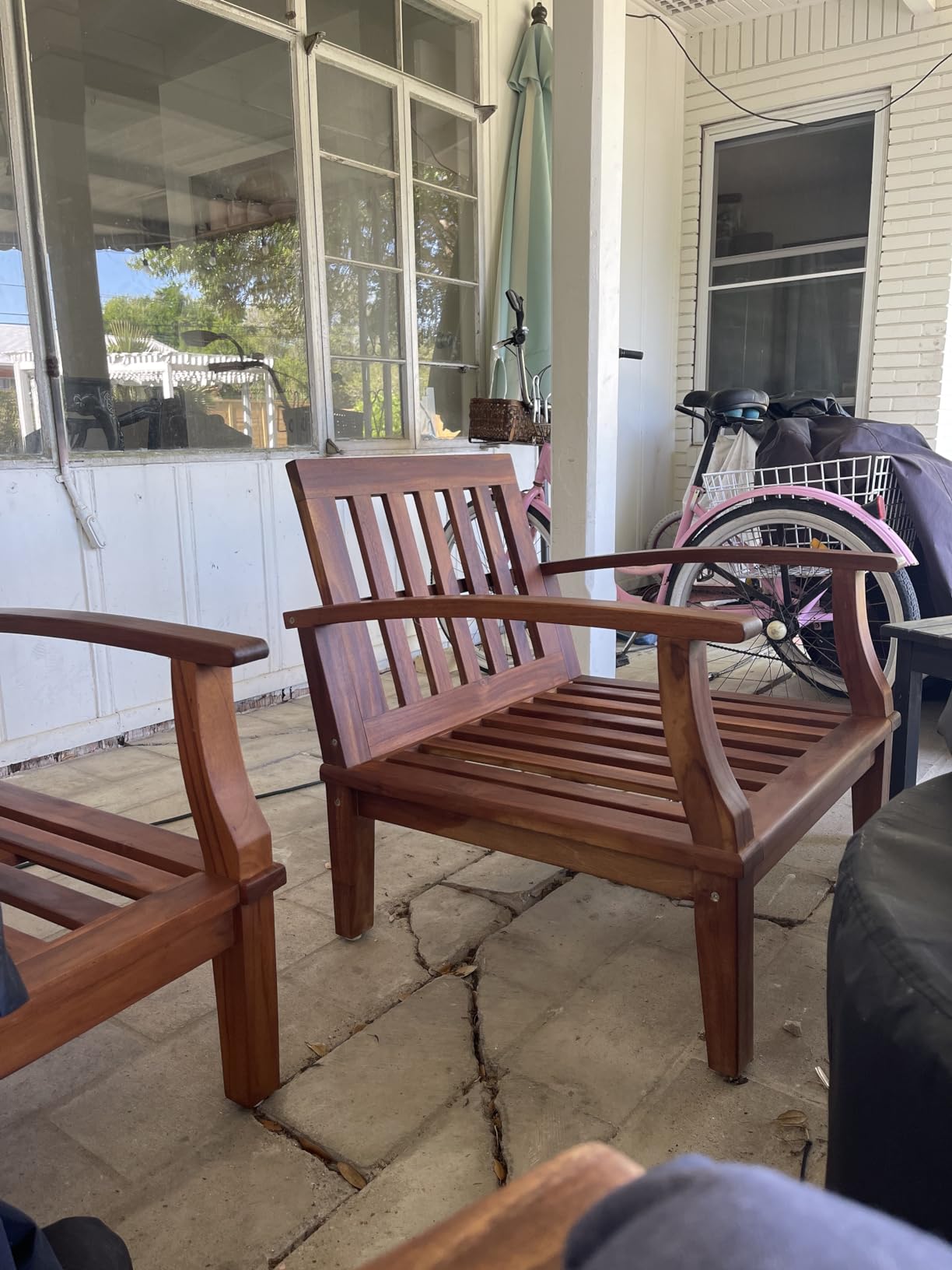 Modway EEI-1143-NAT-NAV-SET Marina Premium Grade A Teak Wood Outdoor Patio Armchair, Natural Navy customer photo 1