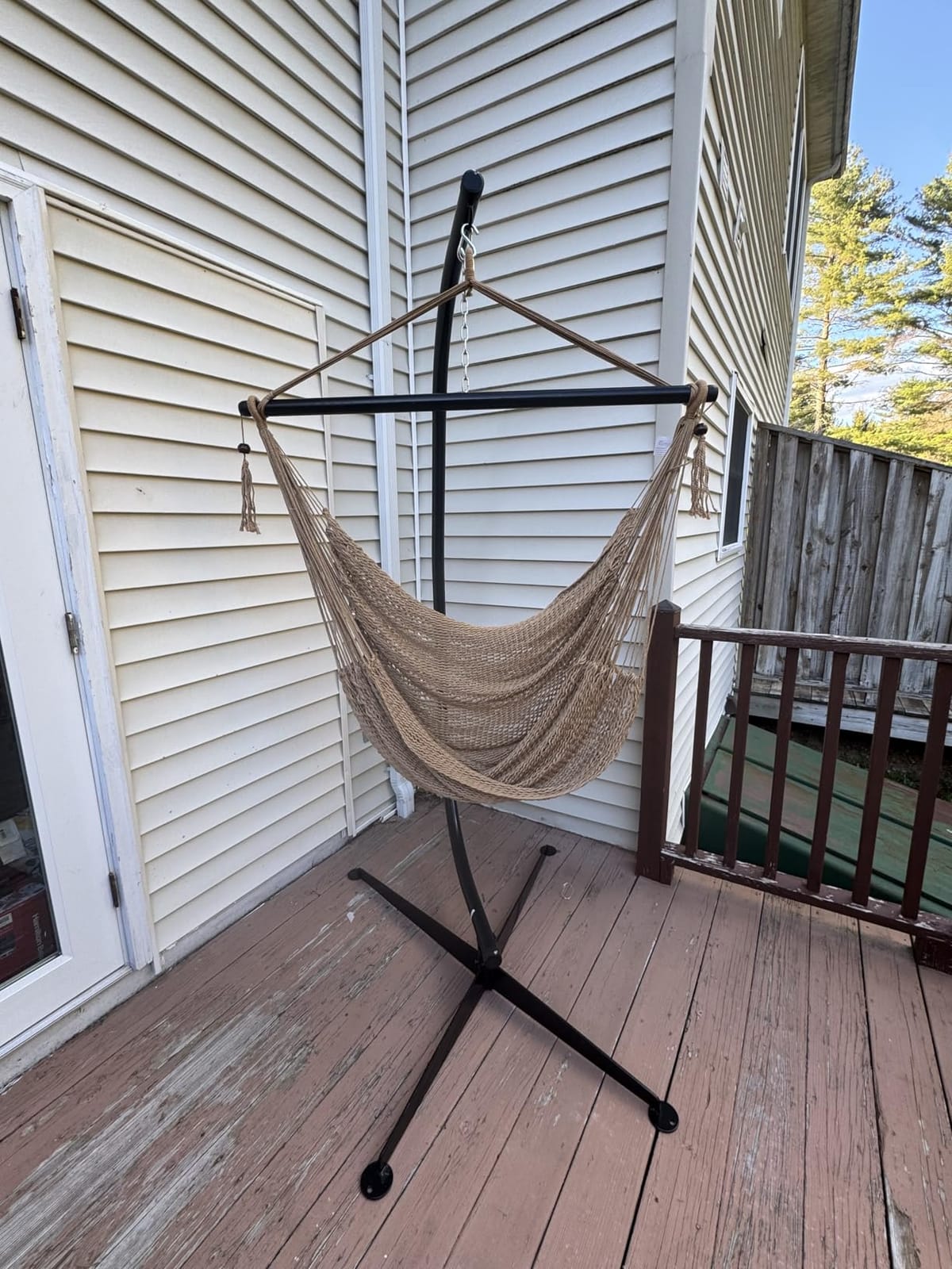 Sunnydaze Hanging Hammock Chair Swing for Patio, Caribbean, Tan customer photo 2